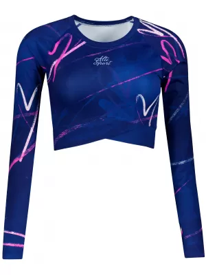 Dámsky prémiový funkčný crop top s dlhým rukávom ALTISPORT VOJ/ALW082TR04 TMAVO MODRÁ