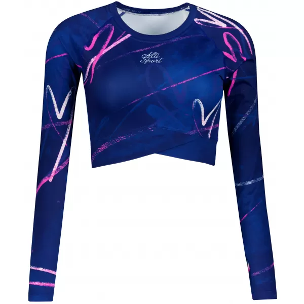  Dámsky prémiový funkčný crop top s dlhým rukávom ALTISPORT VOJ/ALW082TR04 TMAVO MODRÁ 