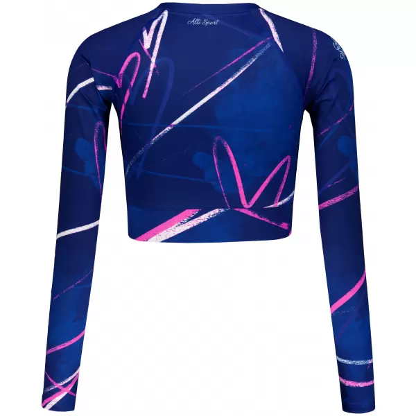  Dámsky prémiový funkčný crop top s dlhým rukávom ALTISPORT VOJ/ALW082TR04 TMAVO MODRÁ 