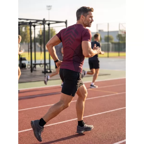  Pánska funkčná kompresná košeľa s krátkym rukávom premium ALTISPORT VOJ/ALM095TR04 VÍNOVO ČERVENÉ 