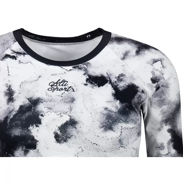  Dámsky prémiový funkčný crop top s dlhým rukávom ALTISPORT VOJ/ALW066TR04 ČIERNOBIELY 