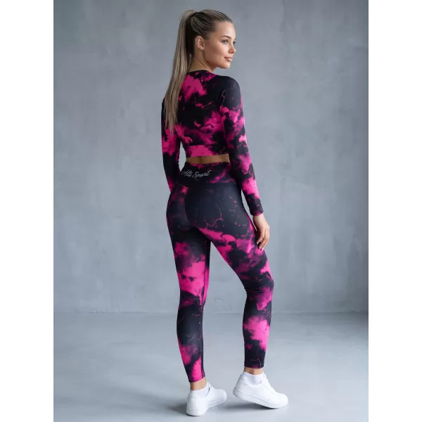  Dámsky prémiový funkčný crop top s dlhým rukávom ALTISPORT VOJ/ALW066TR04 ČIERNA RUŽOVÁ 