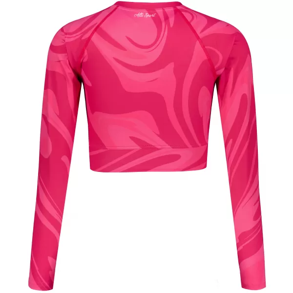  Dámsky prémiový funkčný crop top s dlhým rukávom ALTISPORT VOJ/ALW072TR04 HORKÁ RUŽOVÁ 