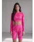 Dámsky prémiový funkčný crop top s dlhým rukávom ALTISPORT VOJ/ALW072TR04 HORKÁ RUŽOVÁ
