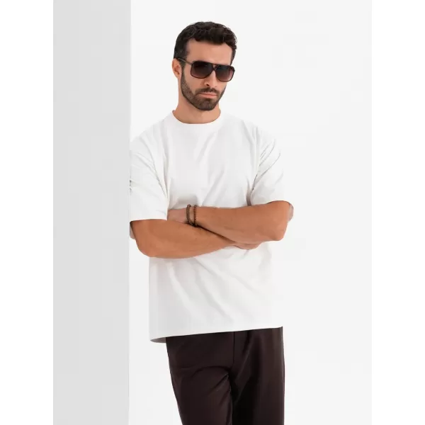  Pánske tričko OMBRE OM-TSBC-0234 KRÉM 