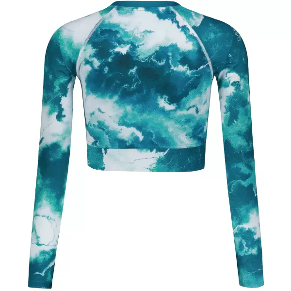  Dámsky prémiový funkčný crop top s dlhým rukávom ALTISPORT VOJ/ALW066TR04 ZELENOMODRÁ 