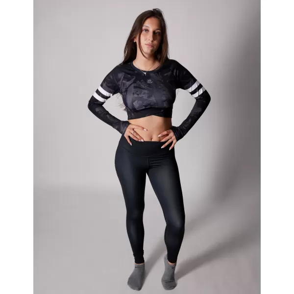  Dámsky prémiový funkčný crop top s dlhým rukávom ALTISPORT VOJ/ALW096TR04 ČIERNA 