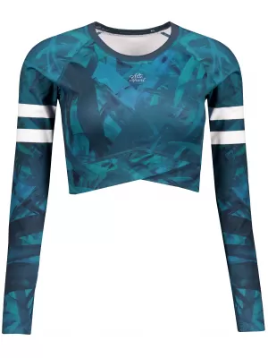 Dámsky prémiový funkčný crop top s dlhým rukávom ALTISPORT VOJ/ALW096TR04 PETROLEJ