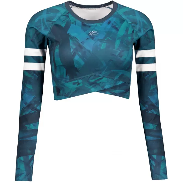  Dámsky prémiový funkčný crop top s dlhým rukávom ALTISPORT VOJ/ALW096TR04 PETROLEJ 