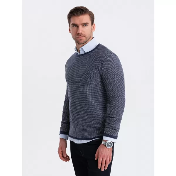  Pánsky sveter OMBRE OM-SWSW-0118 NÁMORNÍCKA MODRÁ 