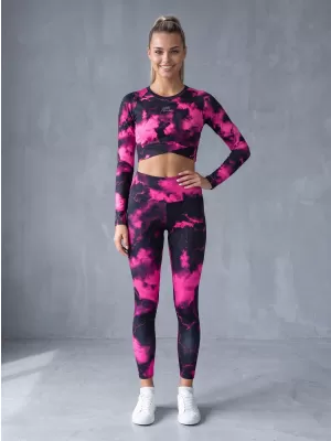 Dámsky prémiový funkčný crop top s dlhým rukávom ALTISPORT VOJ/ALW066TR04 ČIERNA RUŽOVÁ
