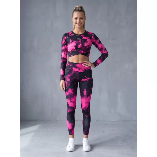  Dámsky prémiový funkčný crop top s dlhým rukávom ALTISPORT VOJ/ALW066TR04 ČIERNA RUŽOVÁ 