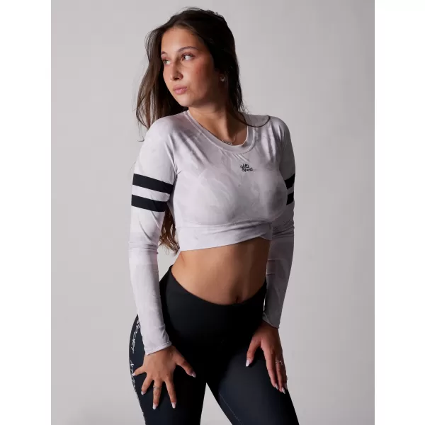  Dámsky prémiový funkčný crop top s dlhým rukávom ALTISPORT VOJ/ALW096TR04 BIELA 
