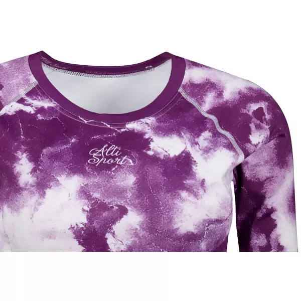  Dámsky prémiový funkčný crop top s dlhým rukávom ALTISPORT VOJ/ALW066TR04 BIELA FIALOVÁ 