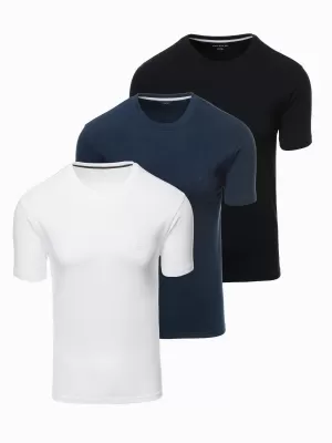 Pánske tričko OMBRE OM-TSBS-0232 BIELA/NÁMORNÍCKA/ČIERNA