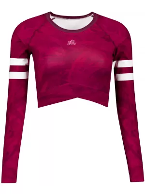 Dámsky prémiový funkčný crop top s dlhým rukávom ALTISPORT VOJ/ALW096TR04 BORDOVÁ