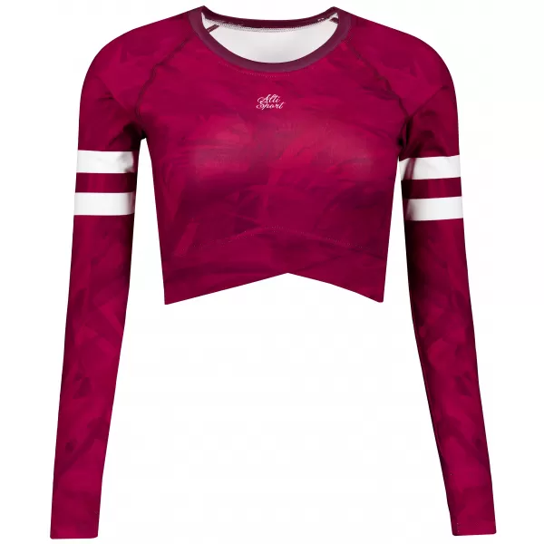  Dámsky prémiový funkčný crop top s dlhým rukávom ALTISPORT VOJ/ALW096TR04 BORDOVÁ 