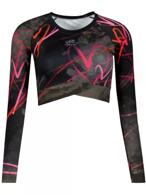 Dámsky prémiový funkčný crop top s dlhým rukávom ALTISPORT VOJ/ALW082TR04 ČIERNA