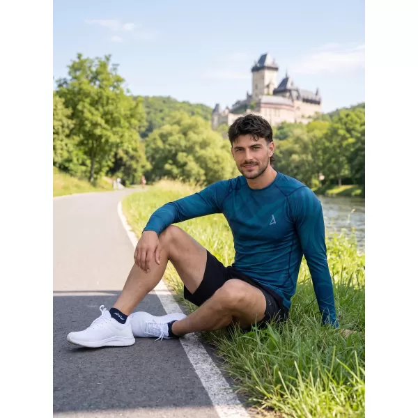  Prémiové pánske funkčné kompresné tričko s dlhým rukávom ALTISPORT VOJ/ALM072TR03 PETROLEJ 