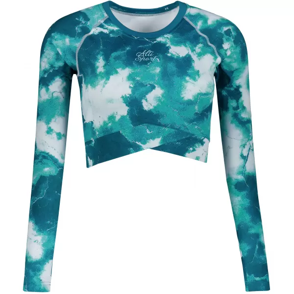 Dámsky prémiový funkčný crop top s dlhým rukávom ALTISPORT VOJ/ALW066TR04 ZELENOMODRÁ 