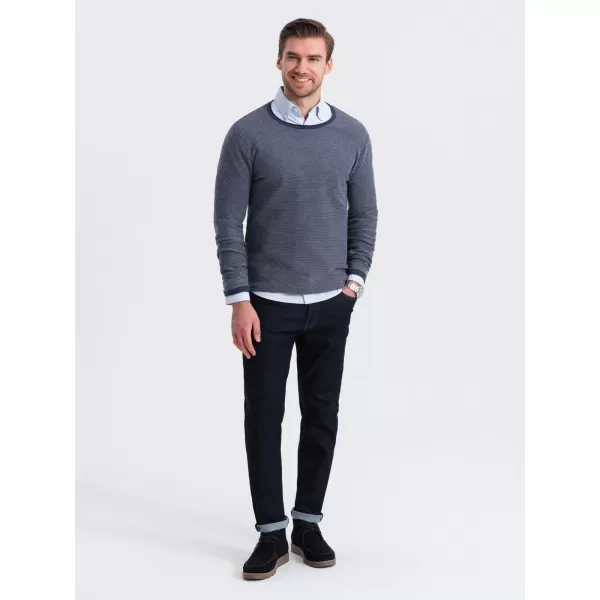  Pánsky sveter OMBRE OM-SWSW-0118 NÁMORNÍCKA MODRÁ 