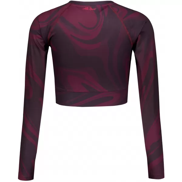  Dámsky prémiový funkčný crop top s dlhým rukávom ALTISPORT VOJ/ALW072TR04 VÍNOVO ČERVENÉ 