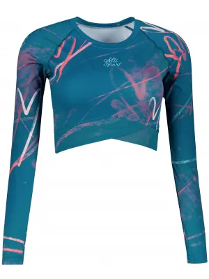 Dámsky prémiový funkčný crop top s dlhým rukávom ALTISPORT VOJ/ALW082TR04 PETROLEJ