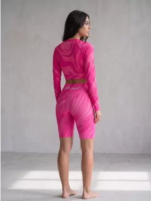 Dámsky prémiový funkčný crop top s dlhým rukávom ALTISPORT VOJ/ALW072TR04 HORKÁ RUŽOVÁ