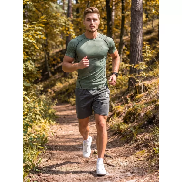  Pánska funkčná kompresná košeľa s krátkym rukávom premium ALTISPORT VOJ/ALM072TR04 ZELENÁ 