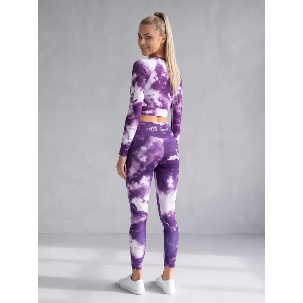  Dámsky prémiový funkčný crop top s dlhým rukávom ALTISPORT VOJ/ALW066TR04 BIELA FIALOVÁ 