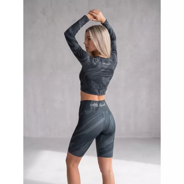  Dámsky prémiový funkčný crop top s dlhým rukávom ALTISPORT VOJ/ALW072TR04 ČIERNA 