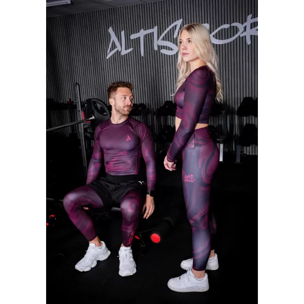  Dámsky prémiový funkčný crop top s dlhým rukávom ALTISPORT VOJ/ALW072TR04 VÍNOVO ČERVENÉ 