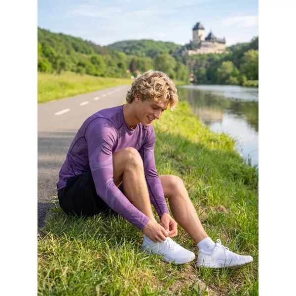  Prémiové pánske funkčné kompresné tričko s dlhým rukávom ALTISPORT VOJ/ALM072TR03 FIALOVÁ 