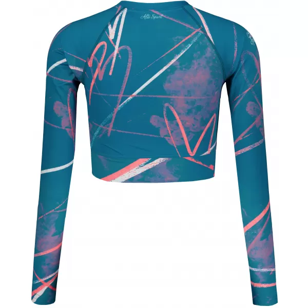  Dámsky prémiový funkčný crop top s dlhým rukávom ALTISPORT VOJ/ALW082TR04 PETROLEJ 