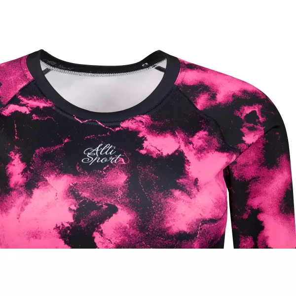  Dámsky prémiový funkčný crop top s dlhým rukávom ALTISPORT VOJ/ALW066TR04 ČIERNA RUŽOVÁ 