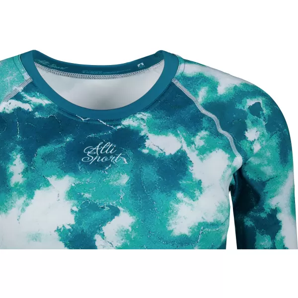  Dámsky prémiový funkčný crop top s dlhým rukávom ALTISPORT VOJ/ALW066TR04 ZELENOMODRÁ 