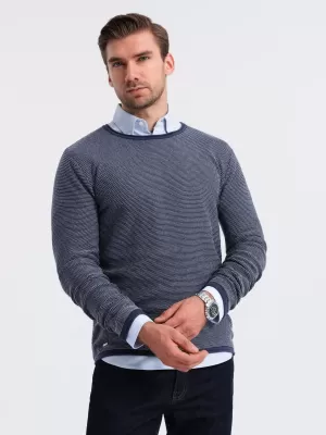Pánsky sveter OMBRE OM-SWSW-0118 NÁMORNÍCKA MODRÁ