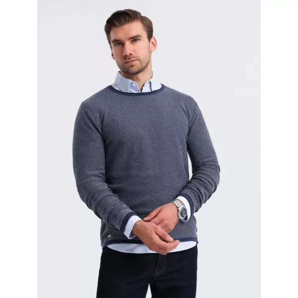  Pánsky sveter OMBRE OM-SWSW-0118 NÁMORNÍCKA MODRÁ 