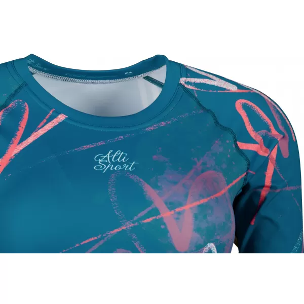  Dámsky prémiový funkčný crop top s dlhým rukávom ALTISPORT VOJ/ALW082TR04 PETROLEJ 