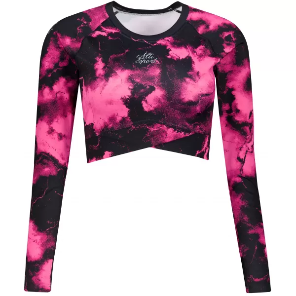 Dámsky prémiový funkčný crop top s dlhým rukávom ALTISPORT VOJ/ALW066TR04 ČIERNA RUŽOVÁ 