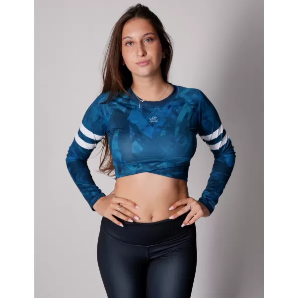  Dámsky prémiový funkčný crop top s dlhým rukávom ALTISPORT VOJ/ALW096TR04 PETROLEJ 