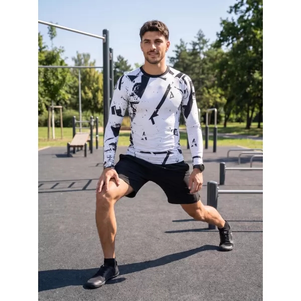  Prémiové pánske funkčné kompresné tričko s dlhým rukávom ALTISPORT VOJ/ALM079TR03 ČIERNOBIELY 