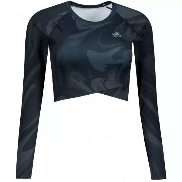  Dámsky prémiový funkčný crop top s dlhým rukávom ALTISPORT VOJ/ALW072TR04 ČIERNA 