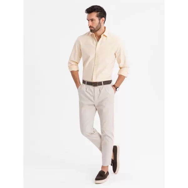  Pánska košeľa OMBRE OM-SHOS-0183 JASNE ŽLTÁ 