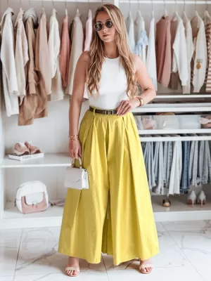 Dámske nohavice DSTREET FLOWES UY2589 JANTÁROVÁ