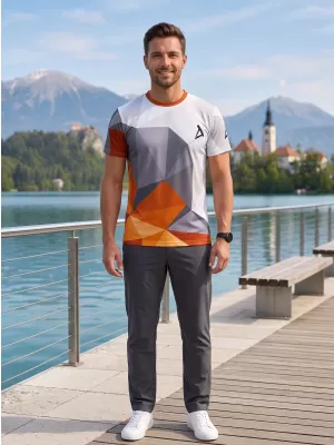 Pánske prémiové plus funkčné tričko ALTISPORT VOJ/ALM007TR02 ORANŽOVÁ/ŠEDÁ