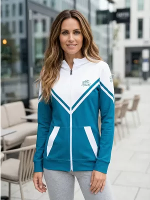 Dámska prémiová funkčná mikina na zips ALTISPORT VOJ/ALW101MI02 PETROLEJ/BIELA