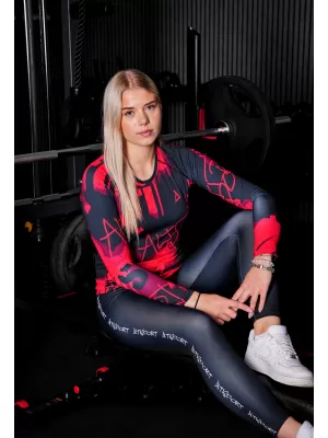 Dámske prémiové funkčné tričko s dlhým rukávom ALTISPORT VOJ/ALW076TR03 ČERVENÁ A ČIERNA