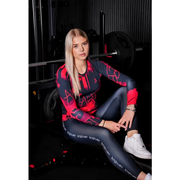  Dámske prémiové funkčné tričko s dlhým rukávom ALTISPORT VOJ/ALW076TR03 ČERVENÁ A ČIERNA 