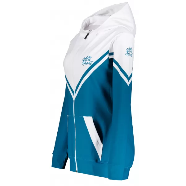  Dámska prémiová funkčná mikina na zips ALTISPORT VOJ/ALW101MI02 PETROLEJ/BIELA 